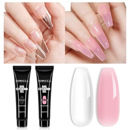 TOMICCA Gel d'Extension Ongles Clear & Light Rose, 2 * 15g Gel de Construction d'Ongles, Protection Acrygel Ongles, Quick Building Poly Extender Gel pour Manucure Nail Art Debutant et professionnel
