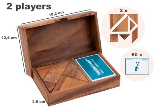 Engelhart - 350103 - Double Tangram en Bois Animaux - Puzzle en Bois - Jeu en Bois Ecologique - 1 et 2 Joueurs - 4 Ans et Plus