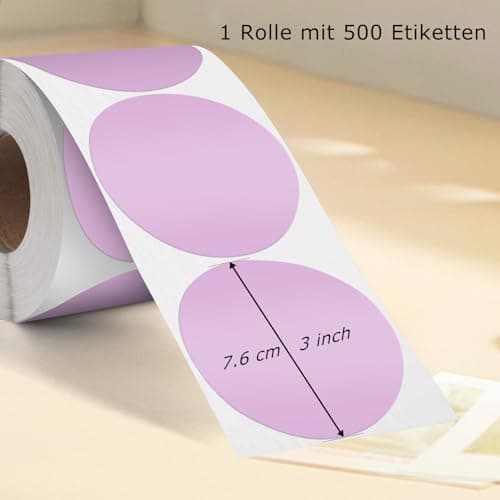 YIKIADA Lot de 500 étiquettes thermiques à pois violets en vinyle 76 mm Autocollant d'adresse Étanche Pour logo, code-barres QR Code Inventaire
