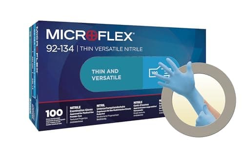 Ansell Microflex 92-134 Gants Jetables en Nitrile, Non Poudrés, Protection Multiusage, Alimentaire, Chimique et Mécanique, Gants Professionnels Sans Latex, Bleu, Taille S (100 Gants)