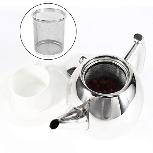 Yunxwd Théière en acier inoxydable, 1L Durable Théière En Acier Inoxydable Grande Capacité Épaissie Fond Plat Café Thé Récipient D'eau avec Filtre