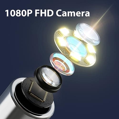 Otoscope Oreille, Hopefox 1080P Camera Oreille IP67 Étanche, Outil d'élimination du Cérumen, Endoscope WIFI Nettoyant Oreille Kit avec 6 Lumières LED, Adapté aux iPhone, iPad et Android