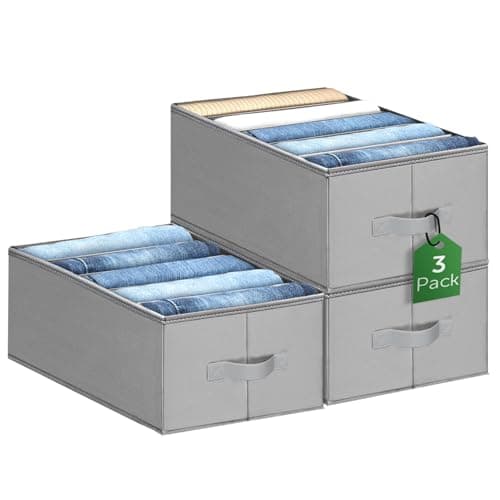Captainfive Rangement Vetement 3 Pcs, Boite Rangement Vetement Dressing Pliable, Organisateur Tiroir, Organisateur Armoire Vetement Empilable, Lavable avec Poignées Latérales (M, 34 × 25 × 20 cm)
