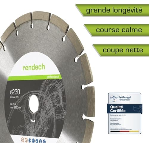 2x Disque diamant 230 mm pour Pierre, Béton, brique etc. - Disques à tronçonner diamantés pour un usage professionnel continu | rendech® Qualité