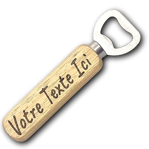 Décapsuleur en Bois personnalisable | Cadeau personnalisé| Gravure Laser | pour Maison Cuisine Bar Cadeau Anniversaire, (VOTRE TEXTE)