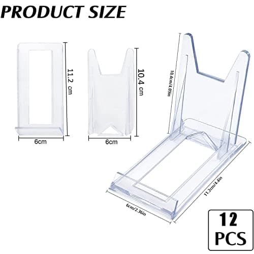 XSEXO 12 PCS Support de Présentation Réglable Transparent Supports de Plaque Affichage en Plastique Chevalets Transparents Présentoir de Livre pour Menu, publicité, Assiette, Photo