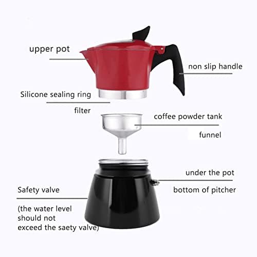 Moka Pot 6 Tasses/300 Ml, Cafetière Portable avec Poignée Anti-brûlure, Cafetière Italienne Classique en Aluminium, Ne Convient Pas à L'induction (N ° 6 Pot 300ML)