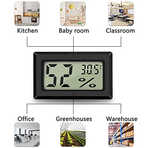 Thlevel Mini Digital LCD Thermomètre Hygromètre Température Humidité -50~70°C 20%~90% RH Thermomètre Portable Thermo Hygromètre Indicateur pour Bureau Cuisine Humidors Incubateurs Reptiles (3 PCS - A)