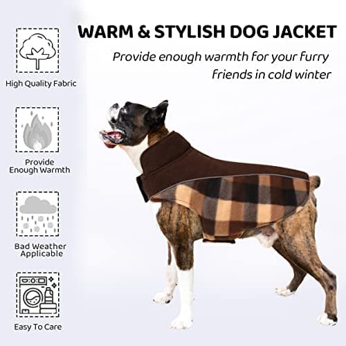 CITÉTOILE Manteau Chien Coupe-Vent, Manteau Veste pour Chien d'hiver Réversible, Veste vêtement d'hiver Chaud pour Chiens Petit Moyen Grand, Réfléchissants, Manteaux Polaire Chien, Marron, XS
