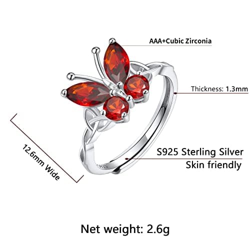 SILVERCUTE Bague Femme Entrelacs Argent 925 avec Pierre de Naissance Juillet - Rubis Synthétique