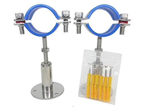 Lot de 2 supports muraux en acier inoxydable - Support de plafond - Supports de tuyau réglables - Colliers de serrage pour tuyaux de diamètre extérieur de 45 mm à 48 mm