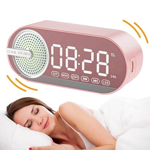 Smileshiney Réveil numérique avec Haut-Parleur | Petit réveil pour Gros dormeu avec Haut-Parleur - Machine sonore réveil sans Fil Vintage Petit Haut-Parleur pour Camping, Voyage, extérieur