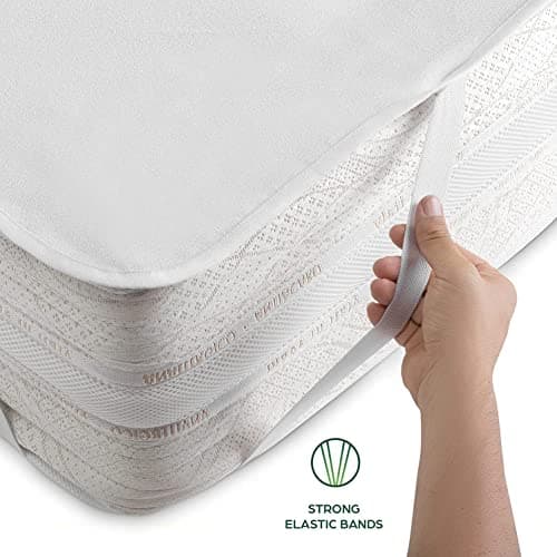 Protège Matelas 90x200 cm Alèse Impermeable en Coton Housse Matelas Protection Lit Adulte et Bebe Drap Alaise pour Incontinence Anti-Acarien Couvre-Matelas Pipi Lavable en Machine avec 4 Élastiques