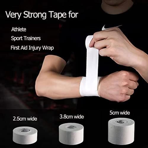 4 volumes. chaque volume Sport Tape 3,8 cm x 10 m Sport Tape Classic blanc Bande non élastique,Imperméable et douce pour la peau en coton (Blanc ruban adhésif)