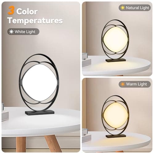 Lampe lumière du jour, lampe de luminothérapie 10000 Lux sans UV,lumière du jour avec 3 températures de couleur,4 minuteries,5 intensités lumineuses réglables,lampe solaire fonction mémoire(Noir)