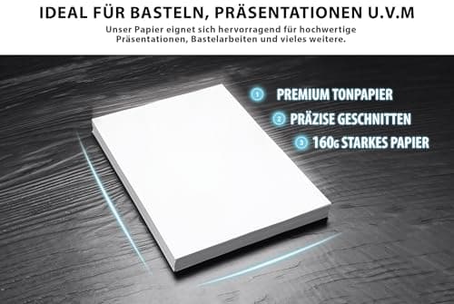 Lot de 50 feuilles de papier à dessin blanc A4 160 g blanc pur de qualité supérieure Format A4 21 x 29,7 cm Papier à dessin épais non imprimé pour université, photographie, présentations, travaux
