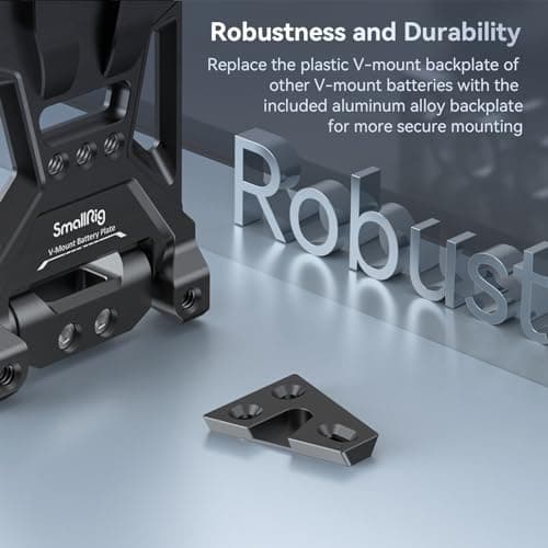 SMALLRIG Plaque de Batterie V-Mount, Plaque de Montage de Batterie V Lock avec Trous Filetés 1/4"-20 et 3/8"-16, Plaque de Batterie Compacte et Pliable en Forme de L sans Outil - 4505