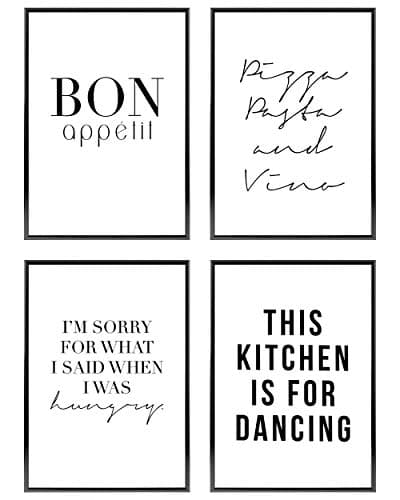 Heimlich® Tableau Décoration Murale - SANS Cadres -Set de Poster Premium pour la Maison, Bureau, Salon, Chambre, Cuisine | 4 pièces en DIN A4 (21x30cm) | » Cuisine «