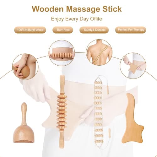 Lot de 9 outils de massage thérapeutique du bois pour façonner le corps, kit Maderoterapia pour drainage lymphatique anti-cellulite, ensemble de rouleaux de massage incurvés en bois pour jambes et