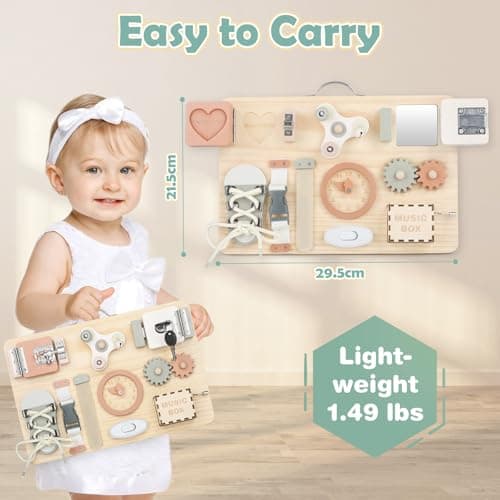 Joyreal Busy Board Montessori - Planche Activité Montessori 1 2 3 Ans Tableau Activité Sensoriel Parcours Motricité Bébé Jeux Educatif Jouet Enfant pour Garcon Fille