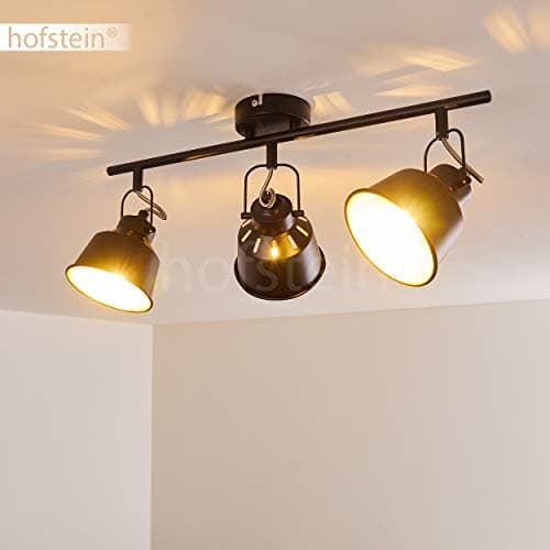 Plafonnier Safari en métal noir et or, 3 spots de plafond pivotants pour ampoules E14, ampoule(s) non incluse(s)