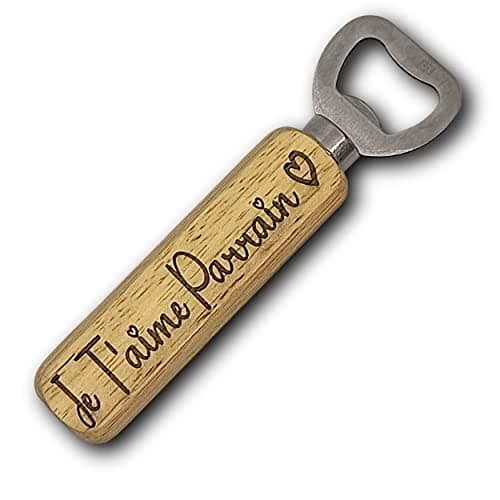 Décapsuleur en Bois personnalisable | Cadeau personnalisé| Gravure Laser | pour Maison Cuisine Bar Cadeau Anniversaire, (VOTRE TEXTE)