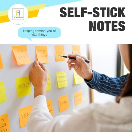 Hanyousheng 800pcs Sticky Notes, Feuillets Autocollants 76 x 76 mm, Notes Sticky Carrées, 100 Feuilles par Bloc, pour Bureau, Maison, École, Réunion(8 Couleurs)