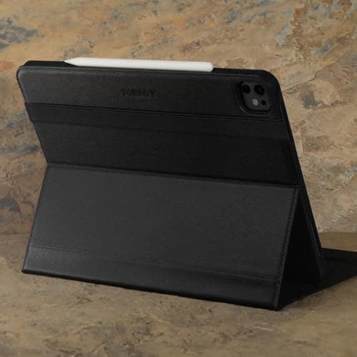 TORRO Coque Compatible avec iPad Pro 13” M4 – Étui en Cuir Véritable pour iPad Pro 13” 2024 avec Bequille et Connectivité Apple Pencil (Noir)
