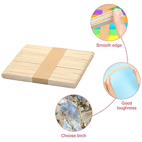 Lot de 150 bâtons en bois, glace en bois coloré sur la tige, 114 x 10 x 2 mm, matériaux de jeu créatifs faits à la main pour les enfants, adaptés à la fabrication de glace, artisanat créatif.