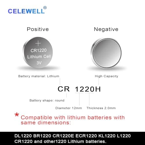【5-Année Warranty】 CELEWELL CR1220 3V Pile CR 1220 Batterie 5 Pack