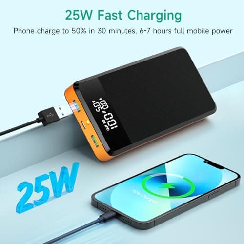 Batterie Externe Charge Rapide 42800mAh 25W Power Bank Portable USB C Output & Input Chargeur Batterie Externe Grande Capacité avec 3 Sorties et 3 Entrées pour Téléphones
