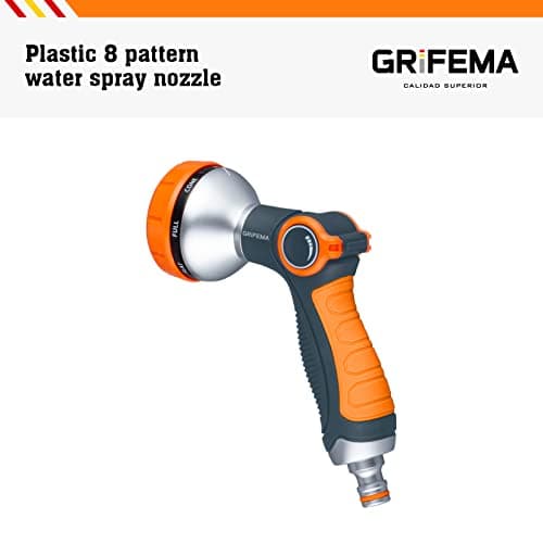 GRIFEMA GE1303 Pistolet arrosage du jardin 8 modèles réglables, pulvérisateur multifonctionnel avec débit d'eau contrôlable, lavage de voiture, nettoyage de cour, Exclusivité Amazon