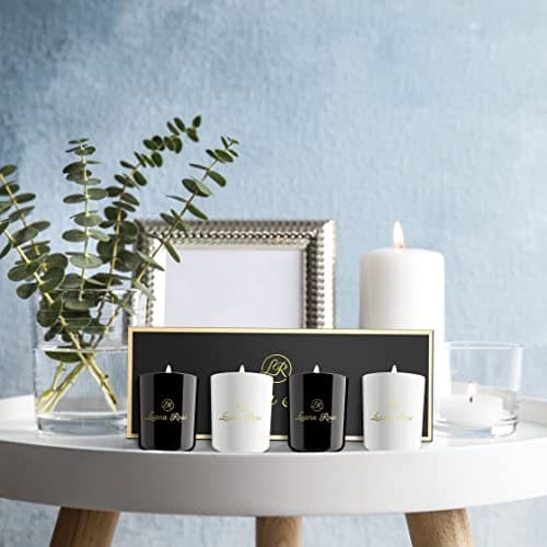 Luana Rose - Lot de 4 - Parfums Envoûtants - Bougies Naturelles à Base de Cire de Soja en Pot de Verre - Coffret Bougies Parfumées Cadeau Femme et Homm - Présentation Élégante