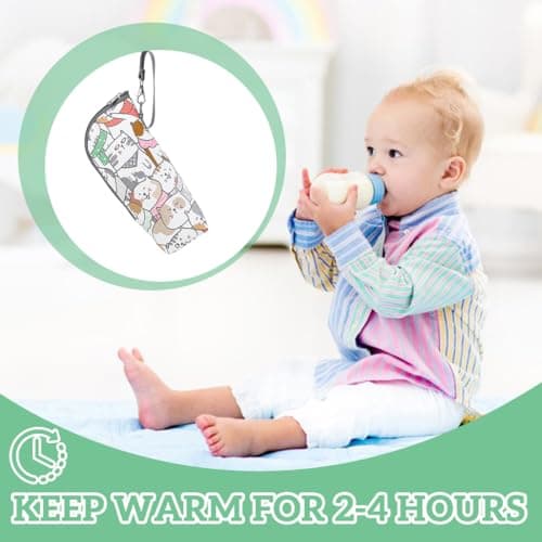QOWIJEX 1 Pièce Sac Isotherme Biberon, Chauffe-Biberon Pour Bébé, Sac De Biberon Portable Hangable,Porte-Biberon, Biberon Voyage Isolation Sac,Pour Poussette,Voyage En Plein Air