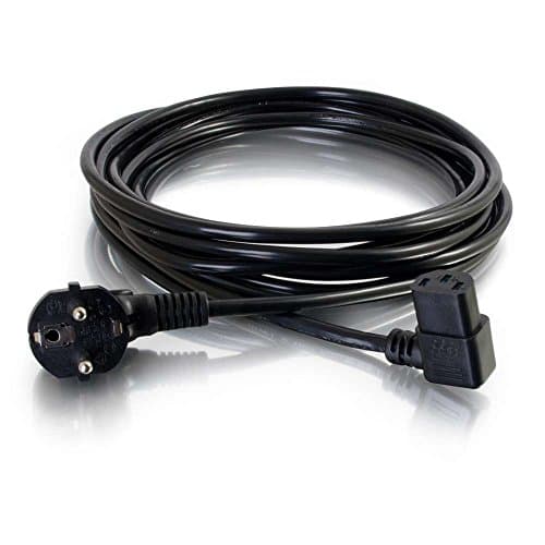 C2G Câble d'alimentation à 90 degrés 16 AWG de 5 Mètres (IEC320C13R vers CEE 7/7 Schuko) Câble PC à angle droit de 15 pieds, Moniteur et appareil, Noir