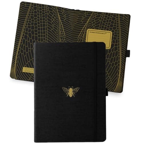 Dingbats* Pro B5 Grand Carnet De Notes Pointillé - Journal Avec Couverture En Tissu Noir, Reliure à Fil -Fermeture Élastique, Porte-stylo, Marque-page