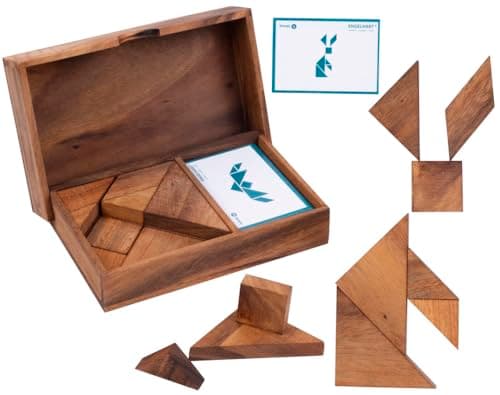Engelhart - 350103 - Double Tangram en Bois Animaux - Puzzle en Bois - Jeu en Bois Ecologique - 1 et 2 Joueurs - 4 Ans et Plus
