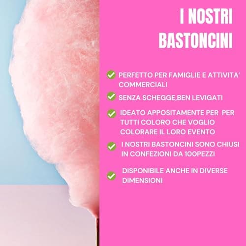 bâtonnets pour barbe à papa - 30cm de 200 pièces - parfait pour la barbe à papa, adapté à toutes les machines