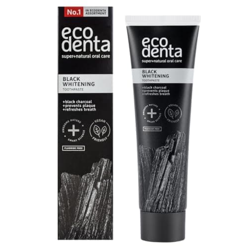 Dentifrice au Charbon Actif Ecodenta sans Fluor I Dentifrice au Charbon Noir Blanchiment des Dents I Dentifrice Blanchissant au Charbon Actif Noir 100 ml