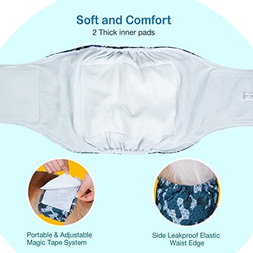 Dono Lot de 3 Couches lavables pour Chien mâle, Super absorbantes - pour Chiens de Petite, Moyenne et Grande Taille - armée S