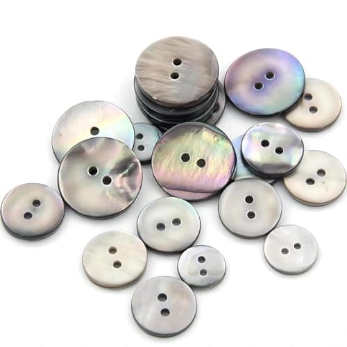 HXJDAM Lot de 20 boutons en nacre naturelle - 2 trous - 15 mm - Pour chemises, vestes, costumes, manteaux