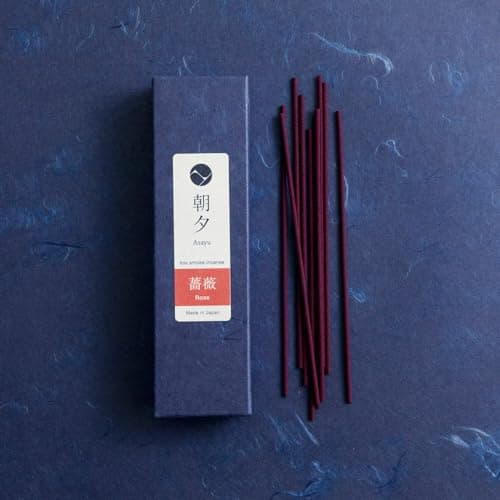 Asayu Japan Baton Encens Japonais Parfum Rose, Boite 20 g, Fabriqué au Japon pour Relaxation et Détente