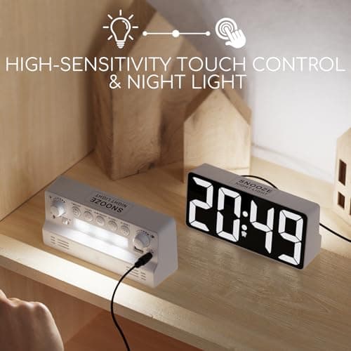 MINORZ Reveil Vibrant pour Sourd | Adultes | Double Réveil Numérique pour Dormeur, Veilleuse, Batterie de Secours, Réveil Digitale avec Chargeur USB pour Chambre à Coucher | Oreiller