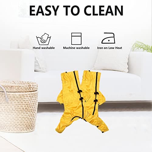 Geyecete - Extensible 1/2 Jambe Costume Combinaison pour Chiens, Manteaux imperméable pour Chien avec Fermeture éclair e Nylon Boucle,pour Chiens de Grande, Petite et Moyenne Taille-Jaune-XXL