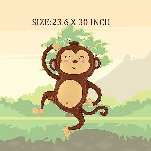Ballon Animaux Jungle, 5 Pièces Animal Feuille D'aluminium Ballons, Decoration Anniversaire Jungle, Décoration Animaux de la Jungle pour Enfant, Garçon, Fille