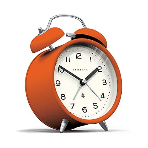 NEWGATE ® Charlie Bell Echo Alarm - Petit Réveil de Chevet Contemporain - Accessoires de Chambre - Réveils - Accessoires de Bureau - Horloge de Chevet - Chiffres Arabes (Orange)