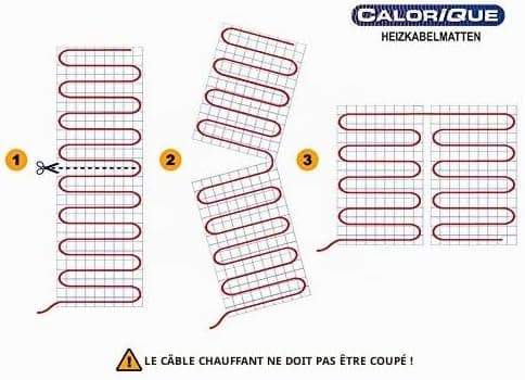 Tapis de câbles chauffants électriques CALORIQUE - 3,5 m2 - Chauffage au sol électrique efficace 200 W/m2- Technologie TWIN - Sources d'énergie renouvelables [A +++]