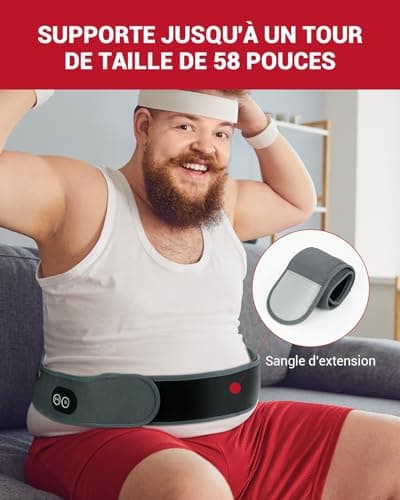 Comfytemp Ceinture Chauffante Lombaire, Coussin Chauffant Pour Dos Sans Fil Avec 3 Modes de Massage et 3 Niveaux de Chauffage, pour Soulager des Douleurs Lombaires, Abdominales, Jambes