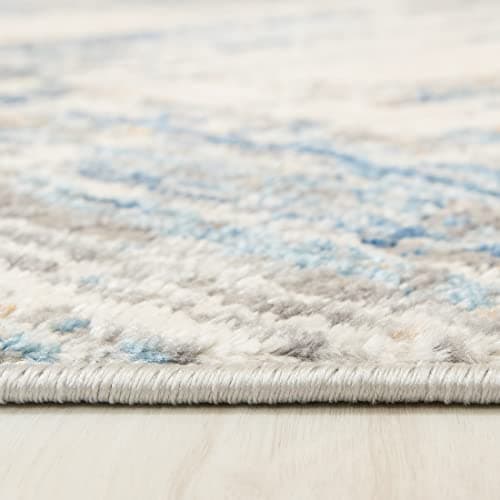 Mazovia Tapis Salon Modern - Tapis Grande Taille de Chambre Adulte Moderne à Poils Ras - Moquette pour Chambre et Salon - Rug Motif Abstrait Vintage - Gris Bleu 80x150 cm