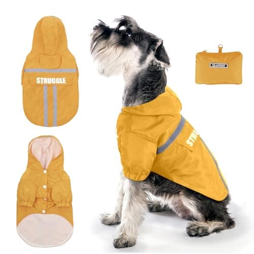 PETCUTE Imperméable pour Chien Manteau Chien Impermeable vec Capuche et Bandes Réfléchissantes pour Petit Moyen Gros Chiens avec Trou de Harnais